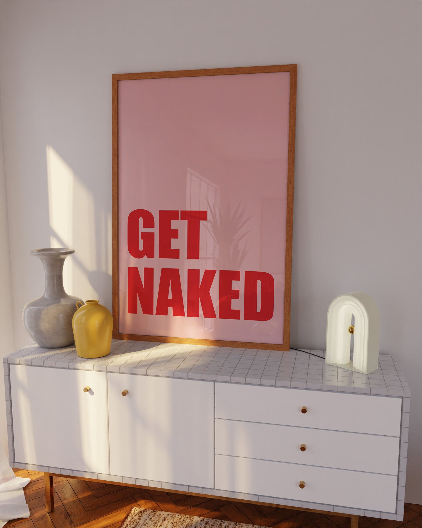 Get Naked Pink And Red Wall Art