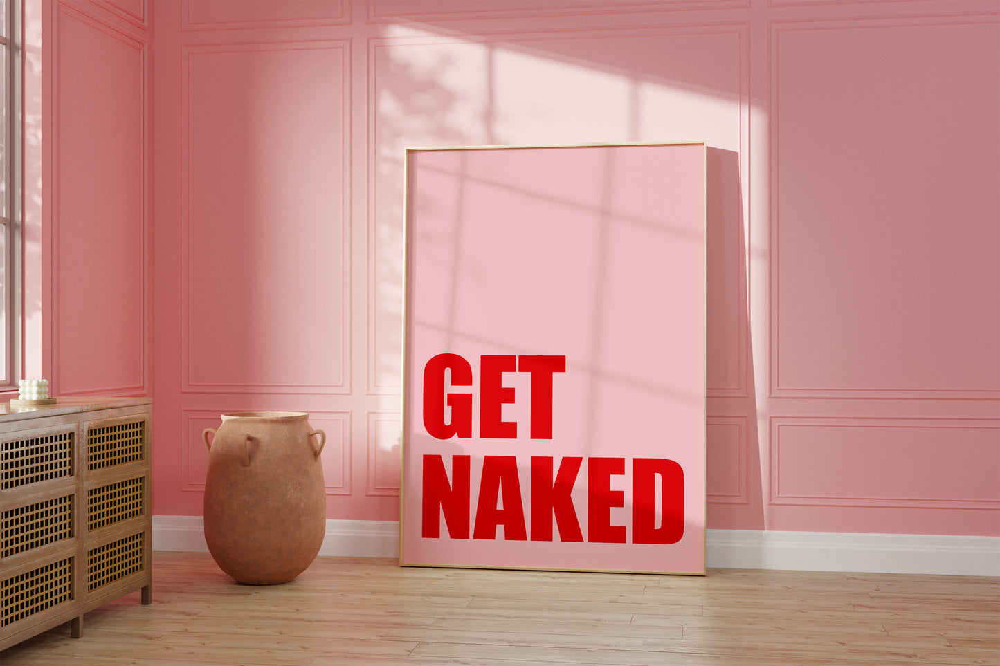Get Naked Pink And Red Wall Art