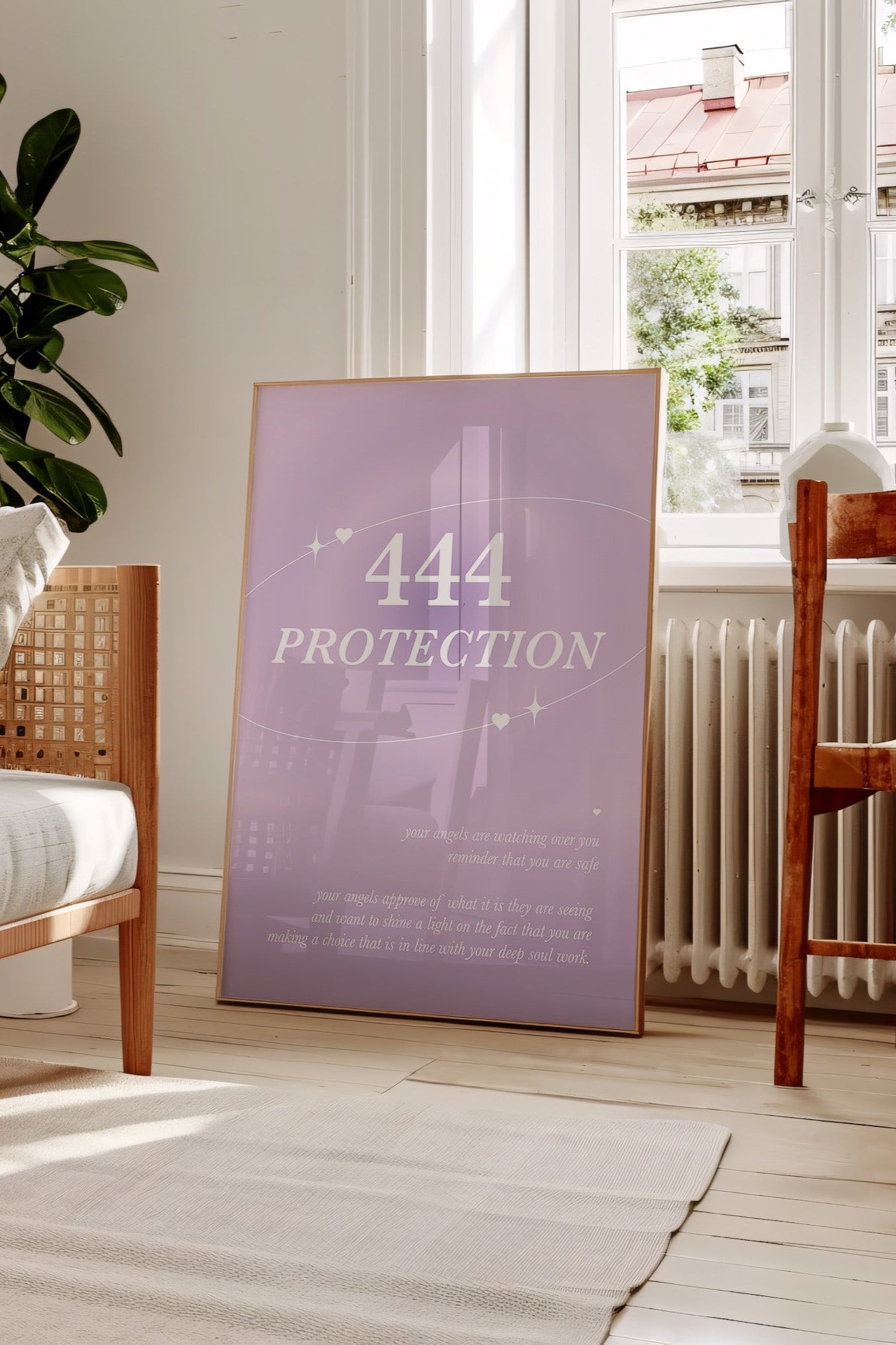 Angel Number 444 Purple Wall Art