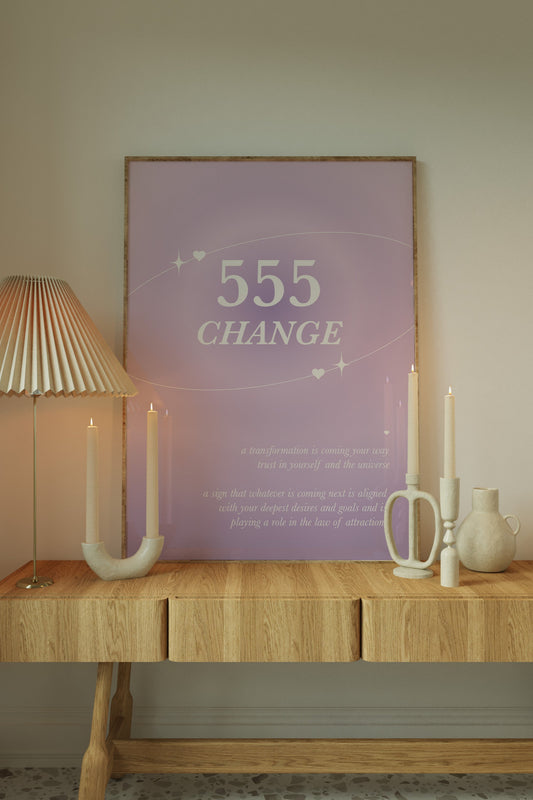 Angel Number 555 Purple Wall Art