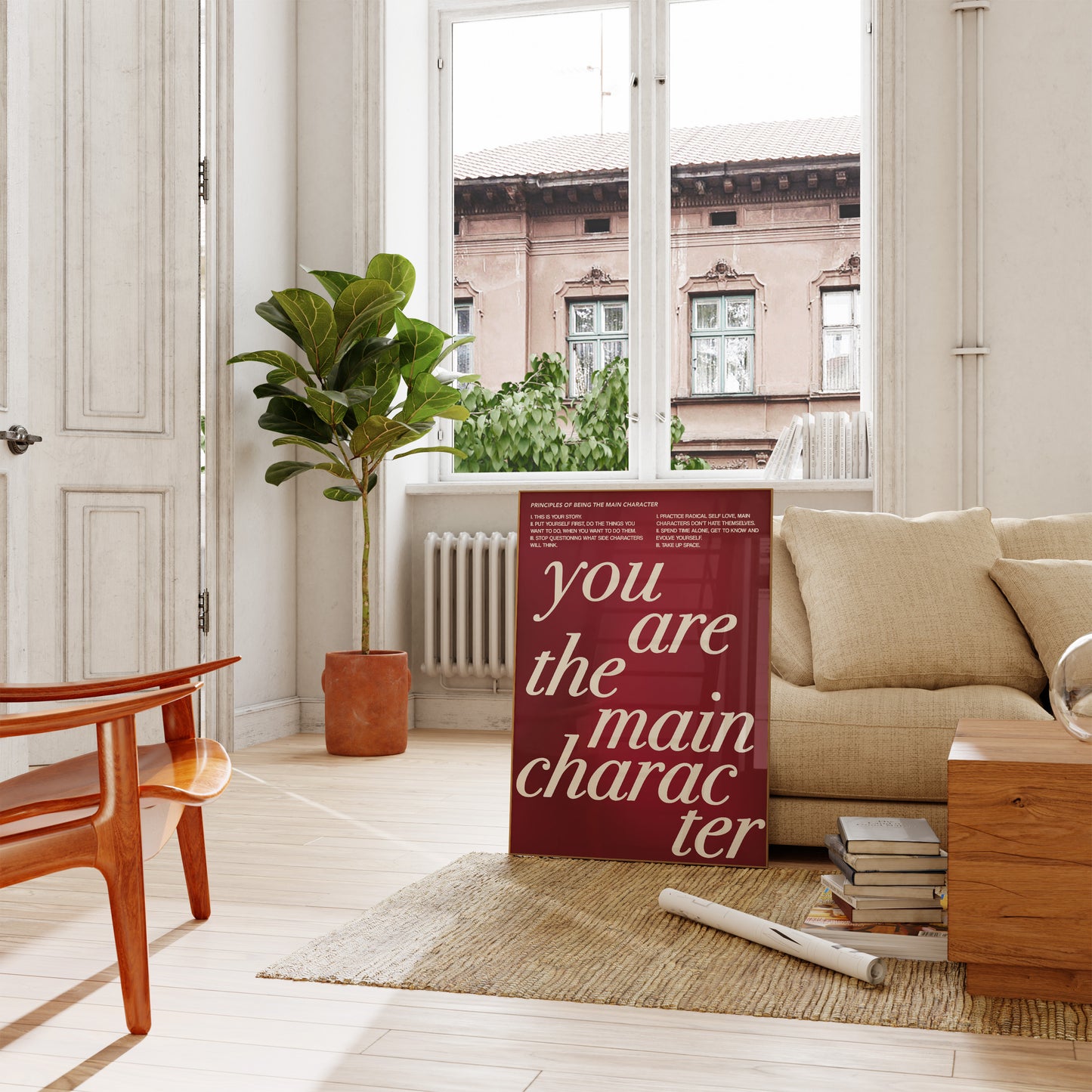 You Are The Main Character Burgundy Wall Art