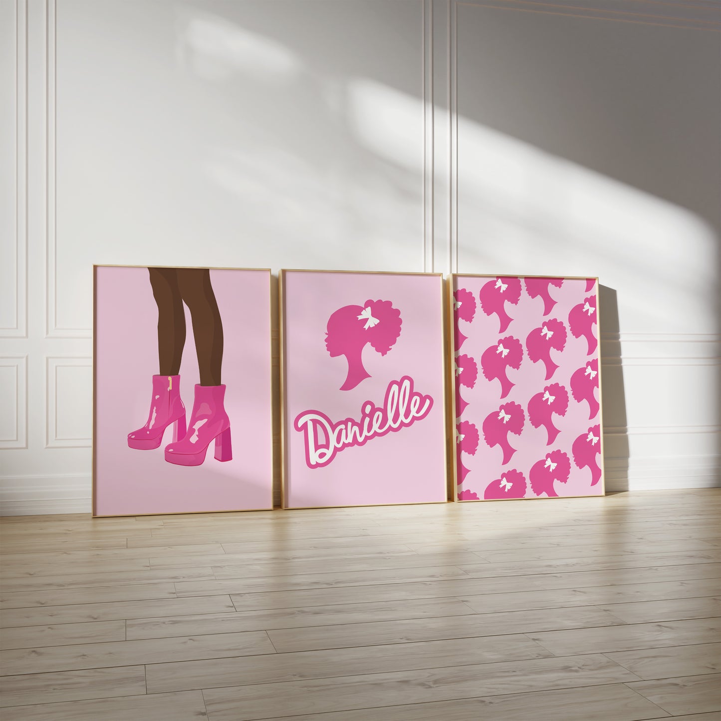 Personalised Afro Barbie Wall Art Set of 3