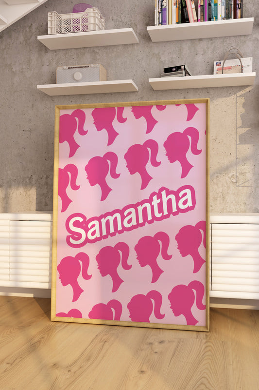 Personalised Barbie Pattern Wall Art