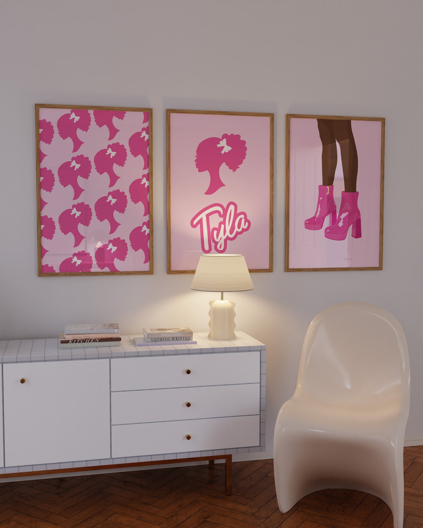 Personalised Afro Barbie Wall Art Set of 3