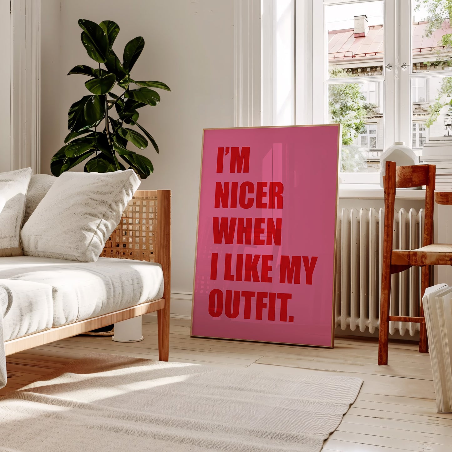I'm Nicer When I Like My Outfit Pink And Red Wall Art