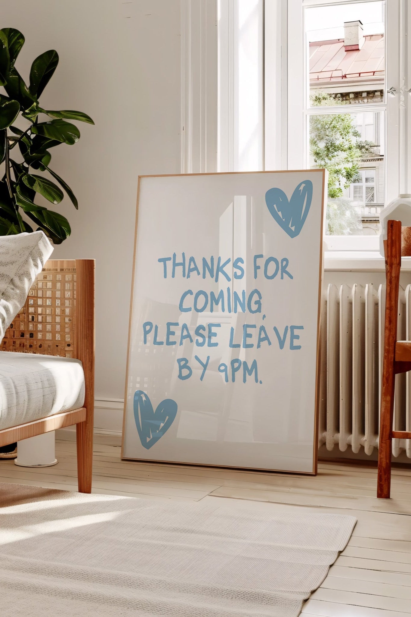 Please Leave By 9PM Blue Wall Art