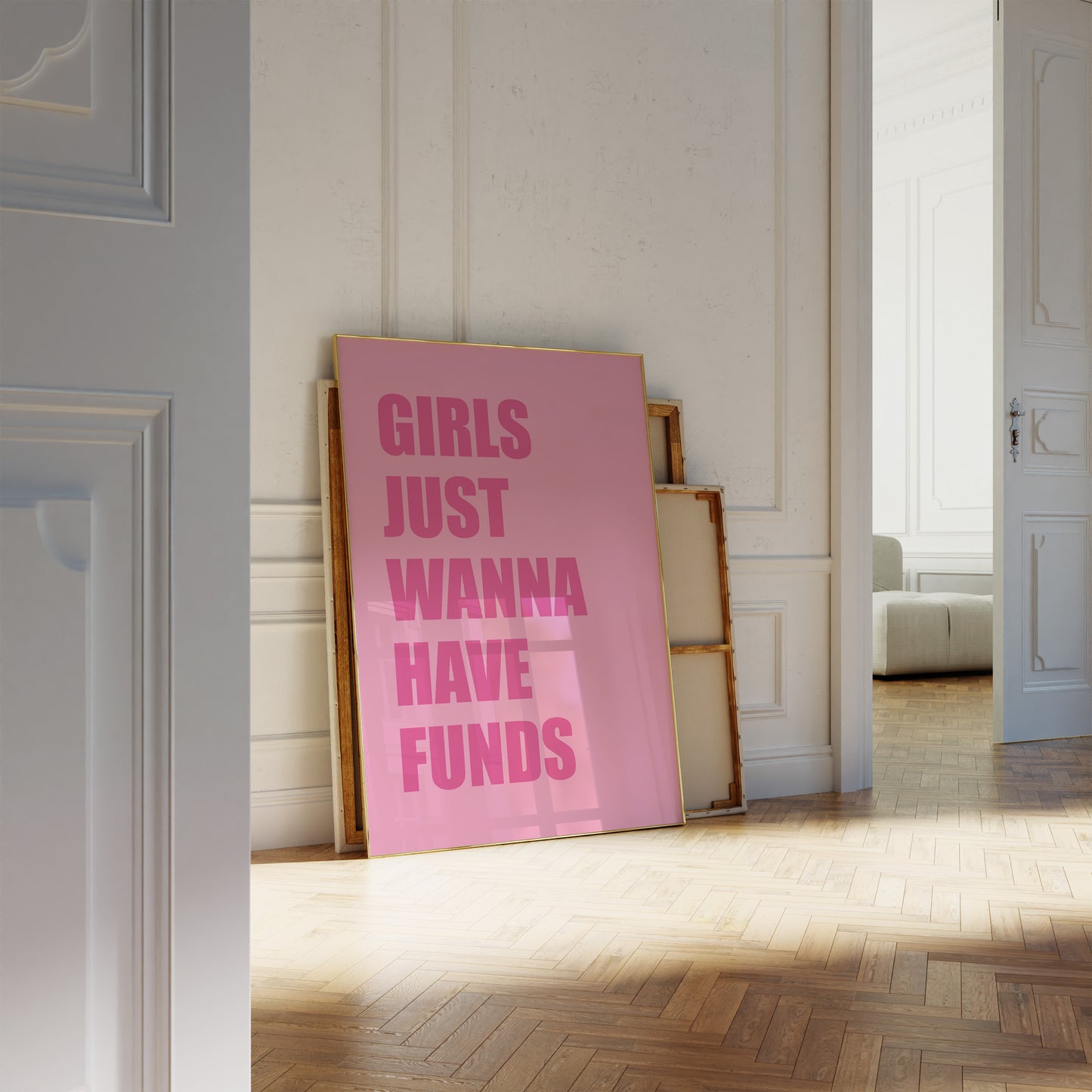 Girls Just Wanna Have Funds Pink Wall Art