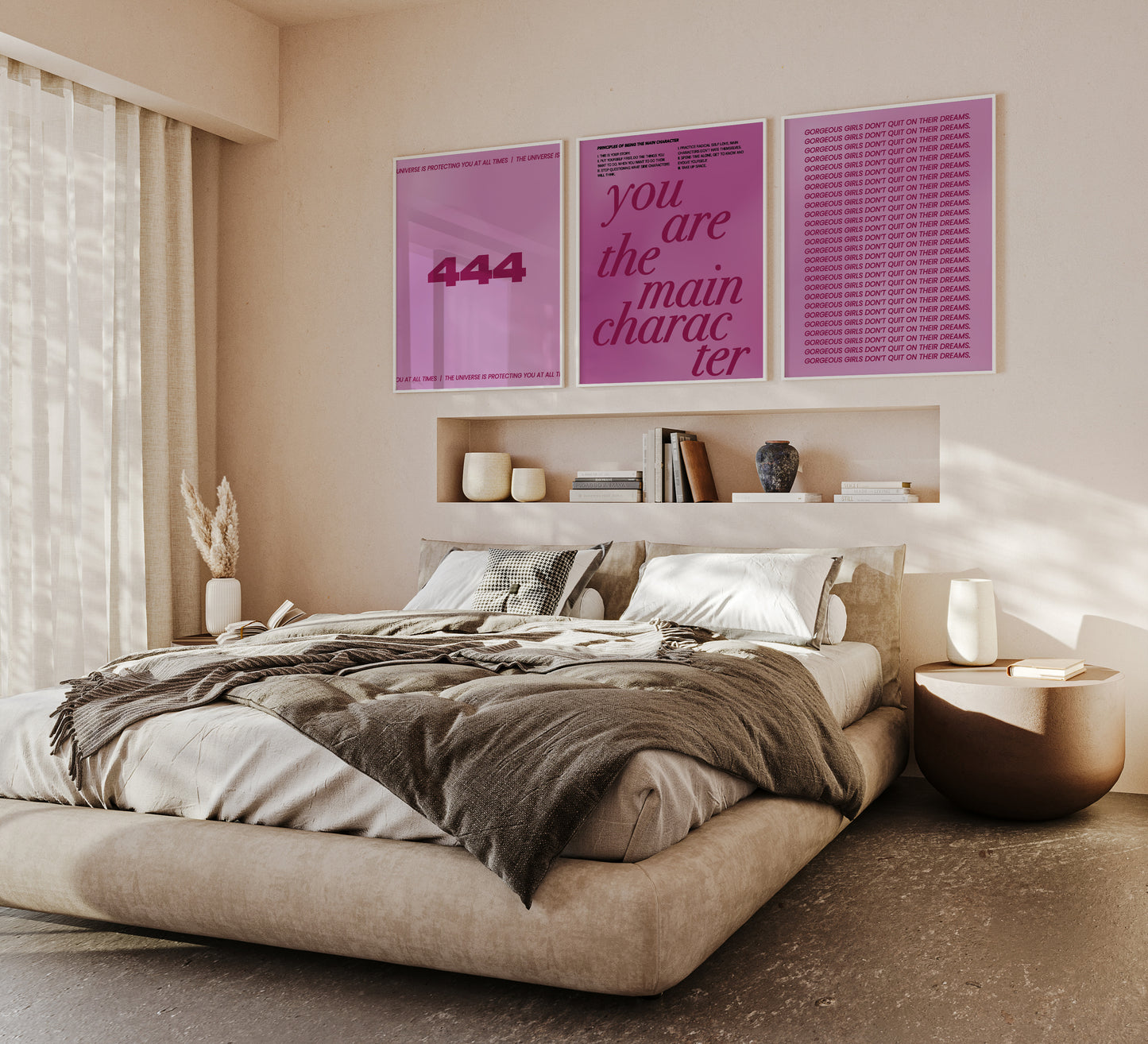 Main Character Dark Pink Wall Art Set of 3
