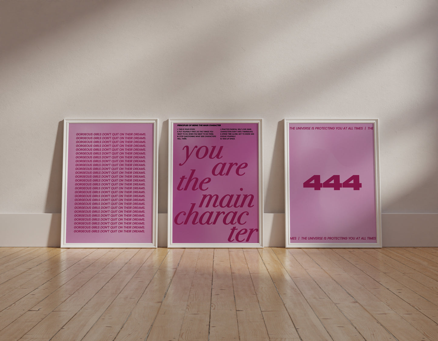 Main Character Dark Pink Wall Art Set of 3