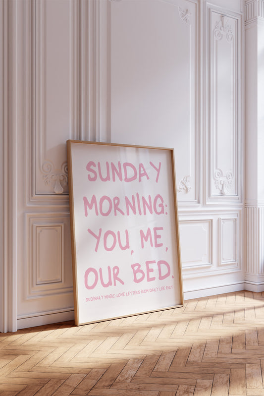 Sunday Morning: You, Me, Our Bed Pink Wall Art