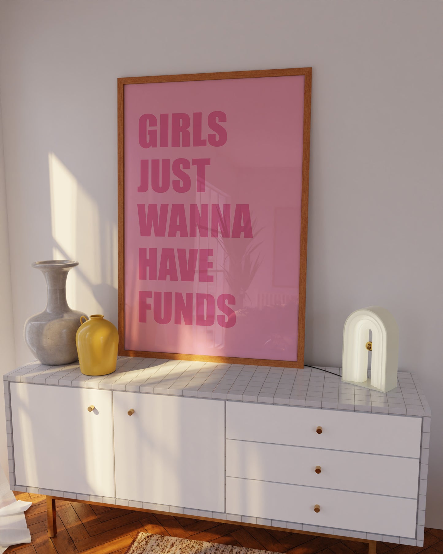 Girls Just Wanna Have Funds Pink Wall Art