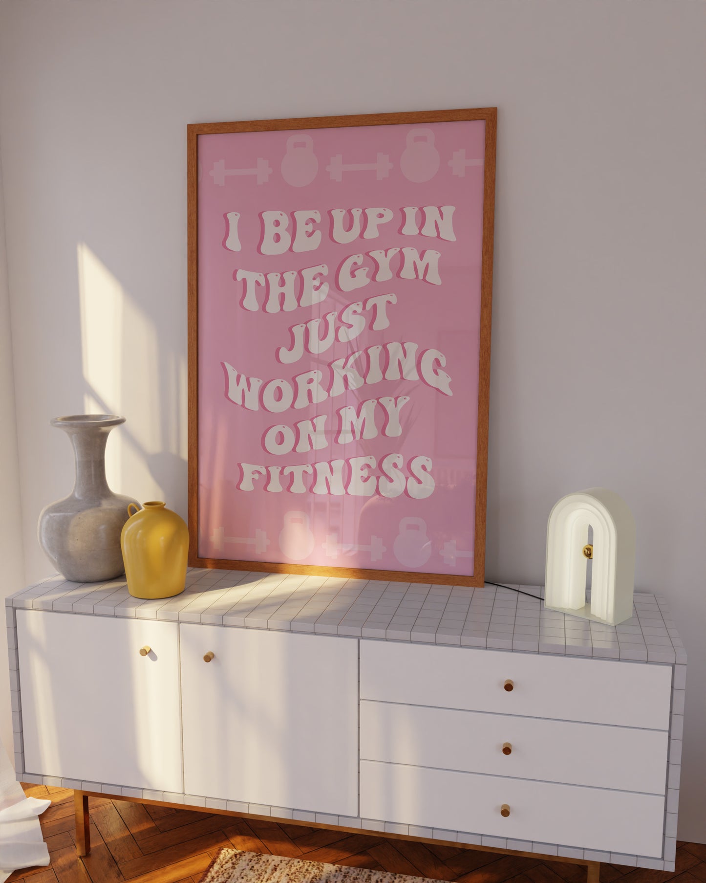 I Be Up In The Gym Just Working On My Fitness Pink Wall Art