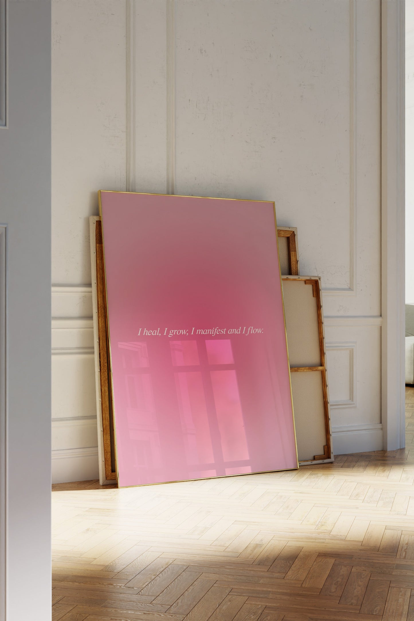 I Heal, I Grow, I Manifest And I Flow Pink Aura Wall Art