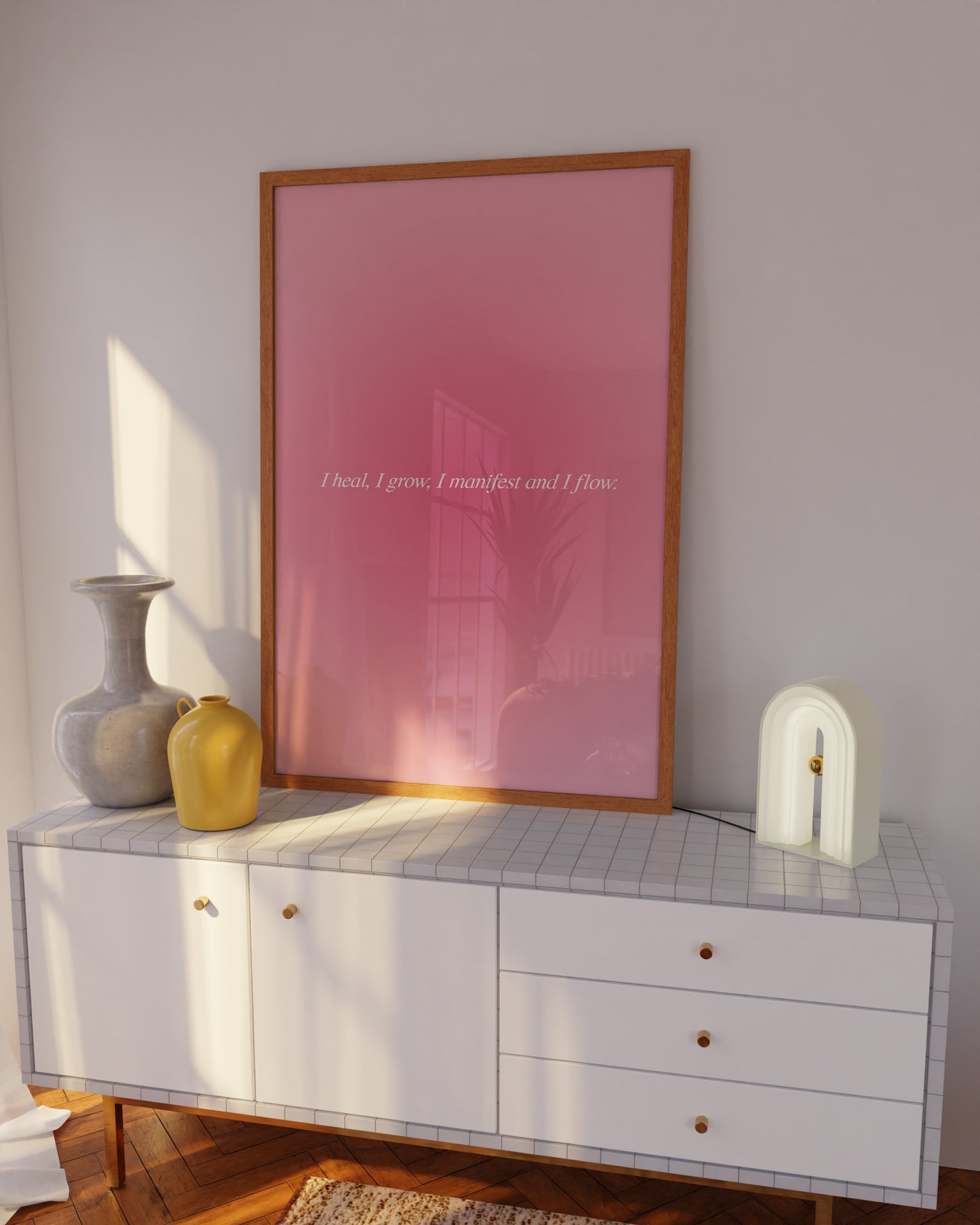 I Heal, I Grow, I Manifest And I Flow Pink Aura Wall Art