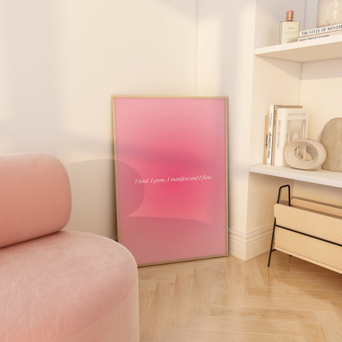 I Heal, I Grow, I Manifest And I Flow Pink Aura Wall Art