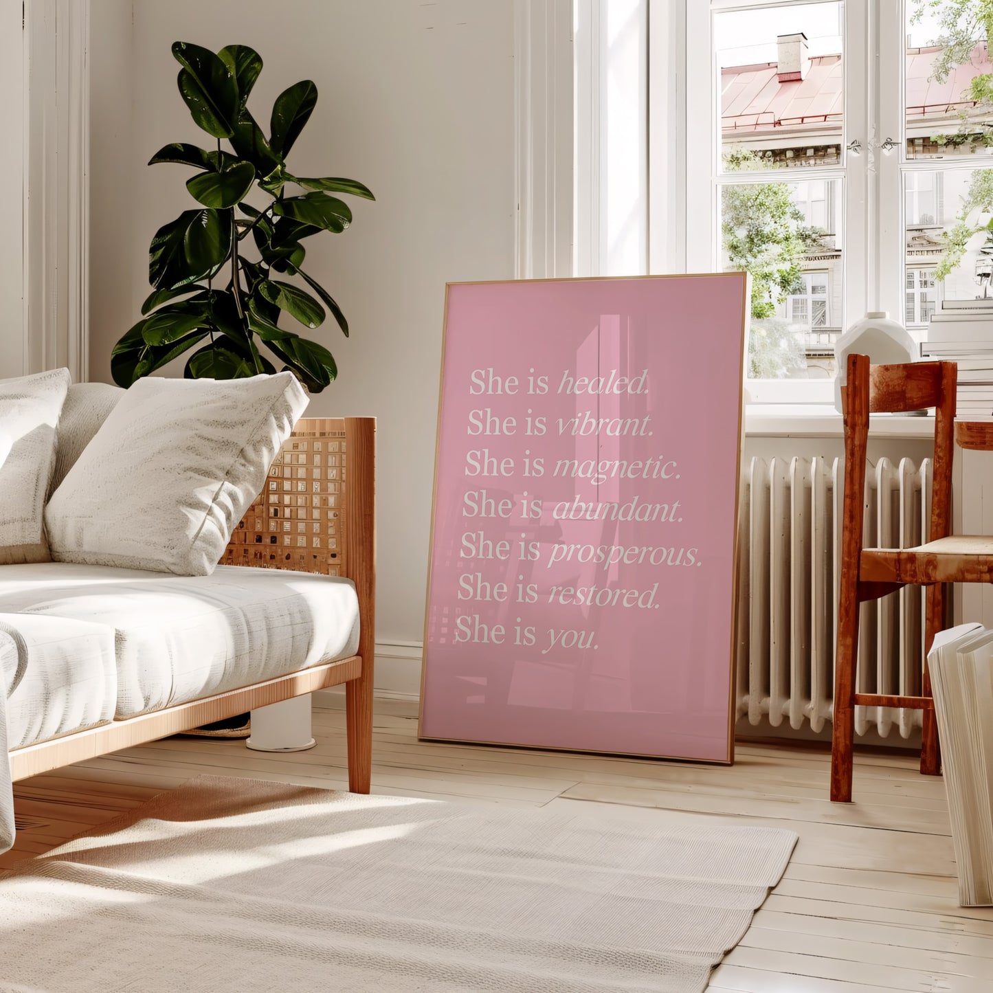 She Is Healed Pink Wall Art