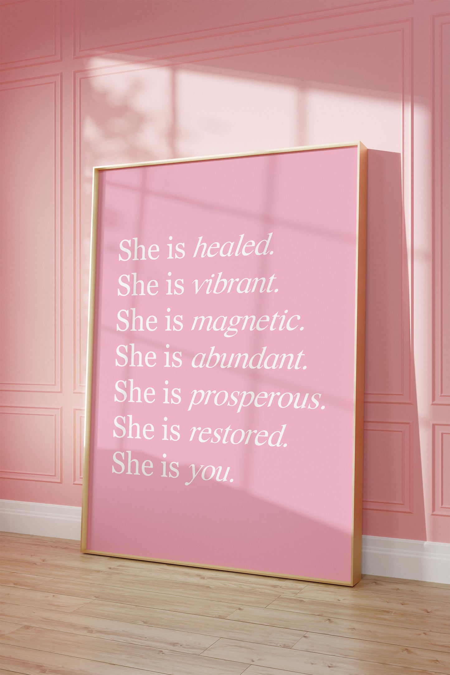 She Is Healed Pink Wall Art