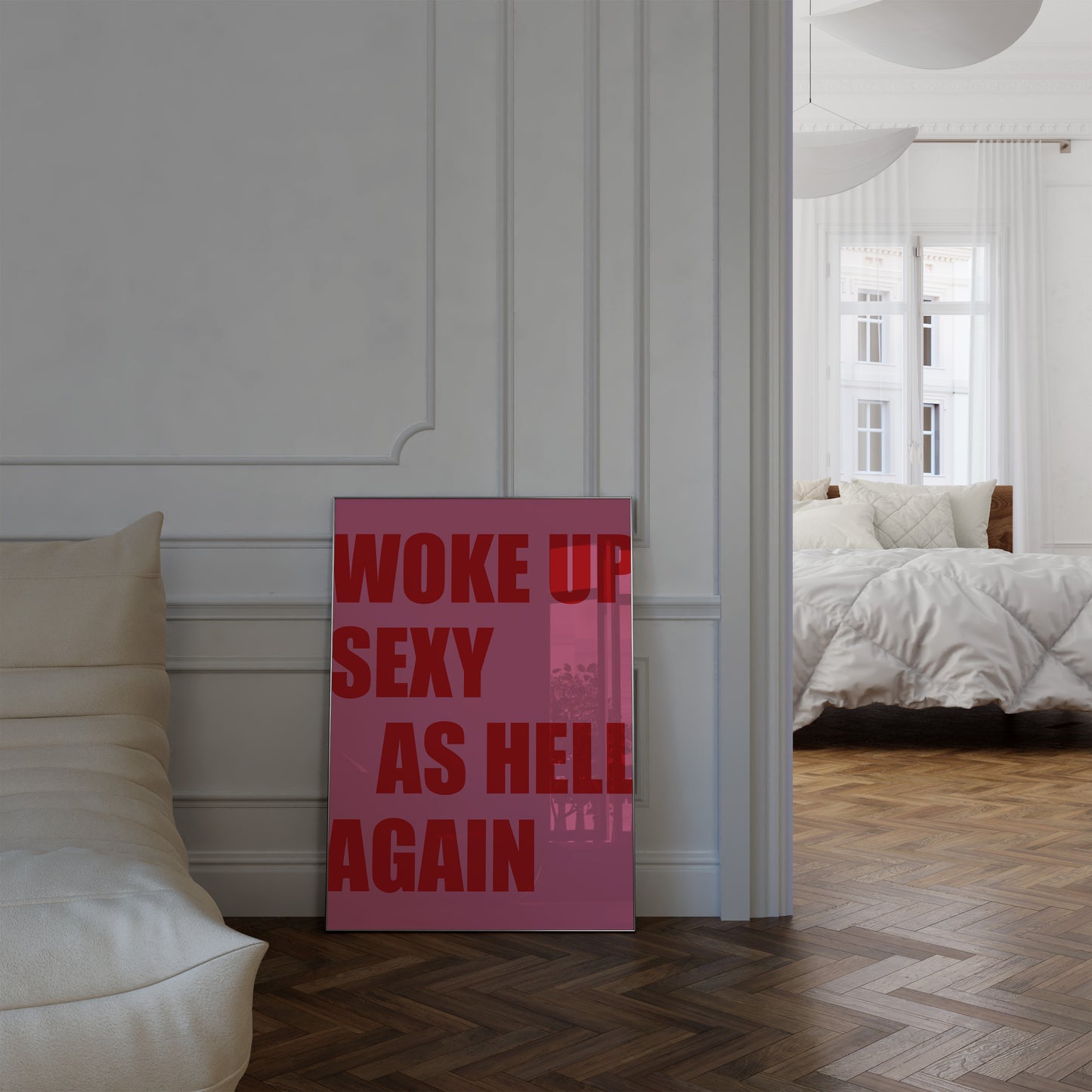 Woke Up Sexy As Hell Again Pink And Red Wall Art