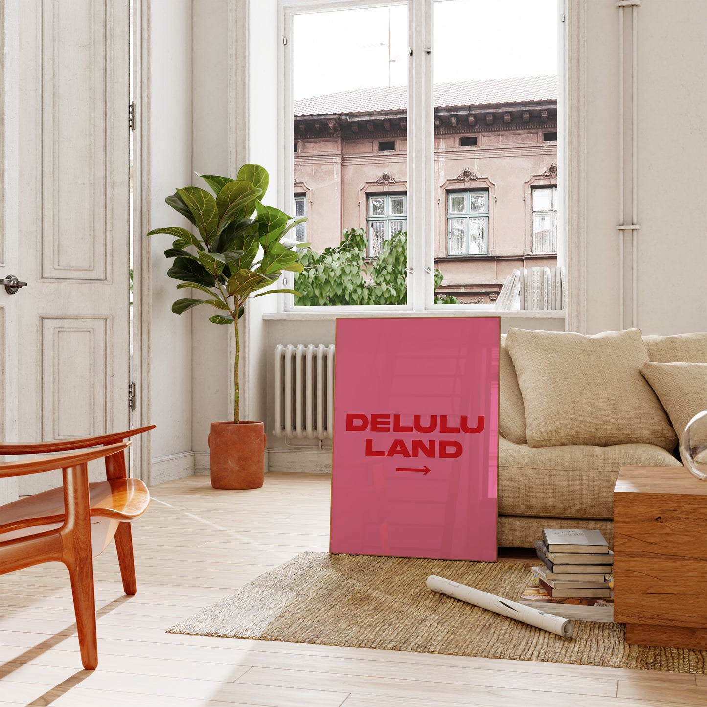 Delulu Land Pink And Red Wall Art