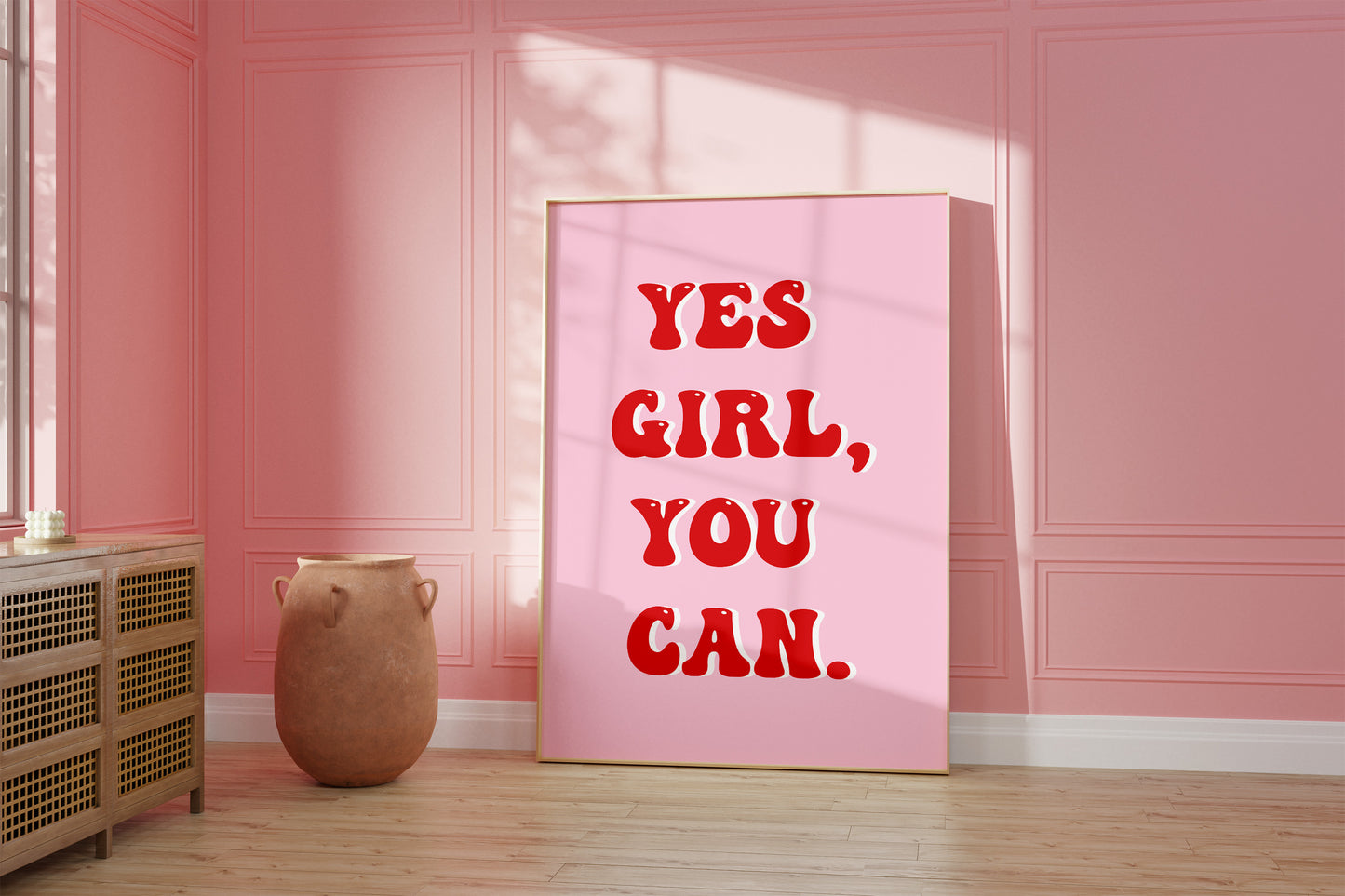 Yes Girl You Can Pink And Red Wall Art