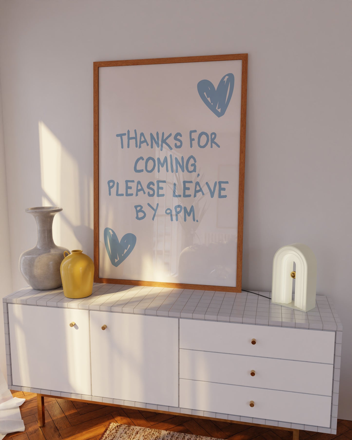 Please Leave By 9PM Blue Wall Art