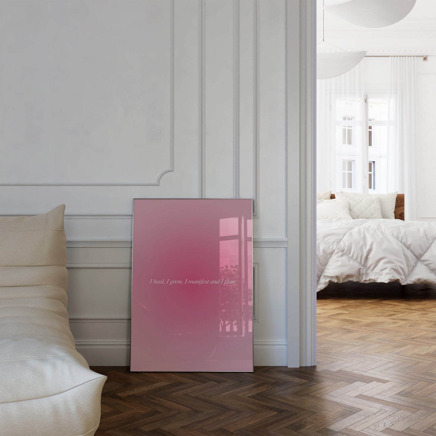 I Heal, I Grow, I Manifest And I Flow Pink Aura Wall Art