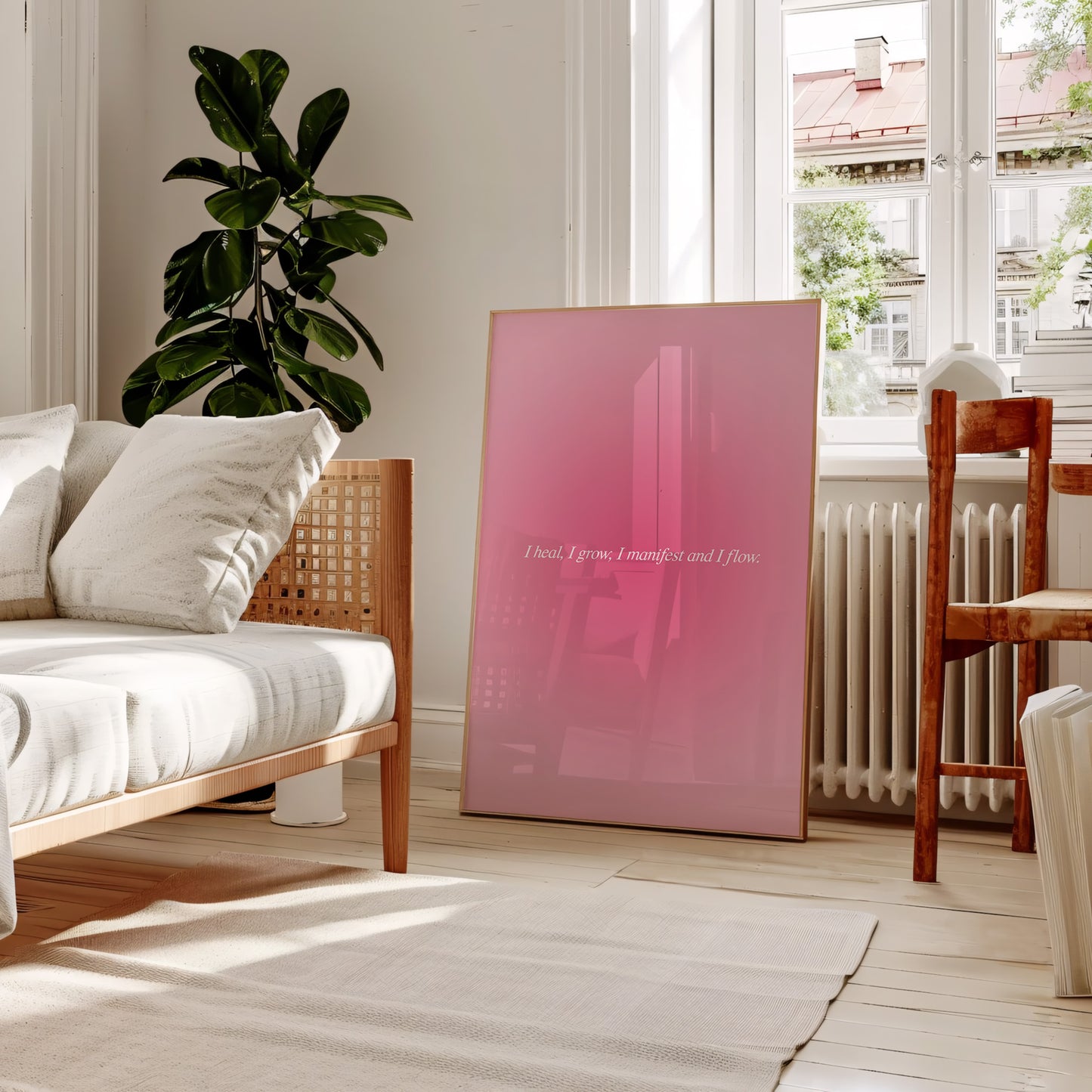 I Heal, I Grow, I Manifest And I Flow Pink Aura Wall Art