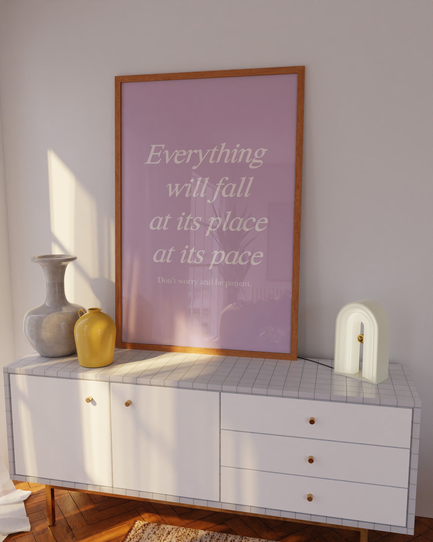 Everything Will Fall At Its Place At Its Pace Purple Wall Art