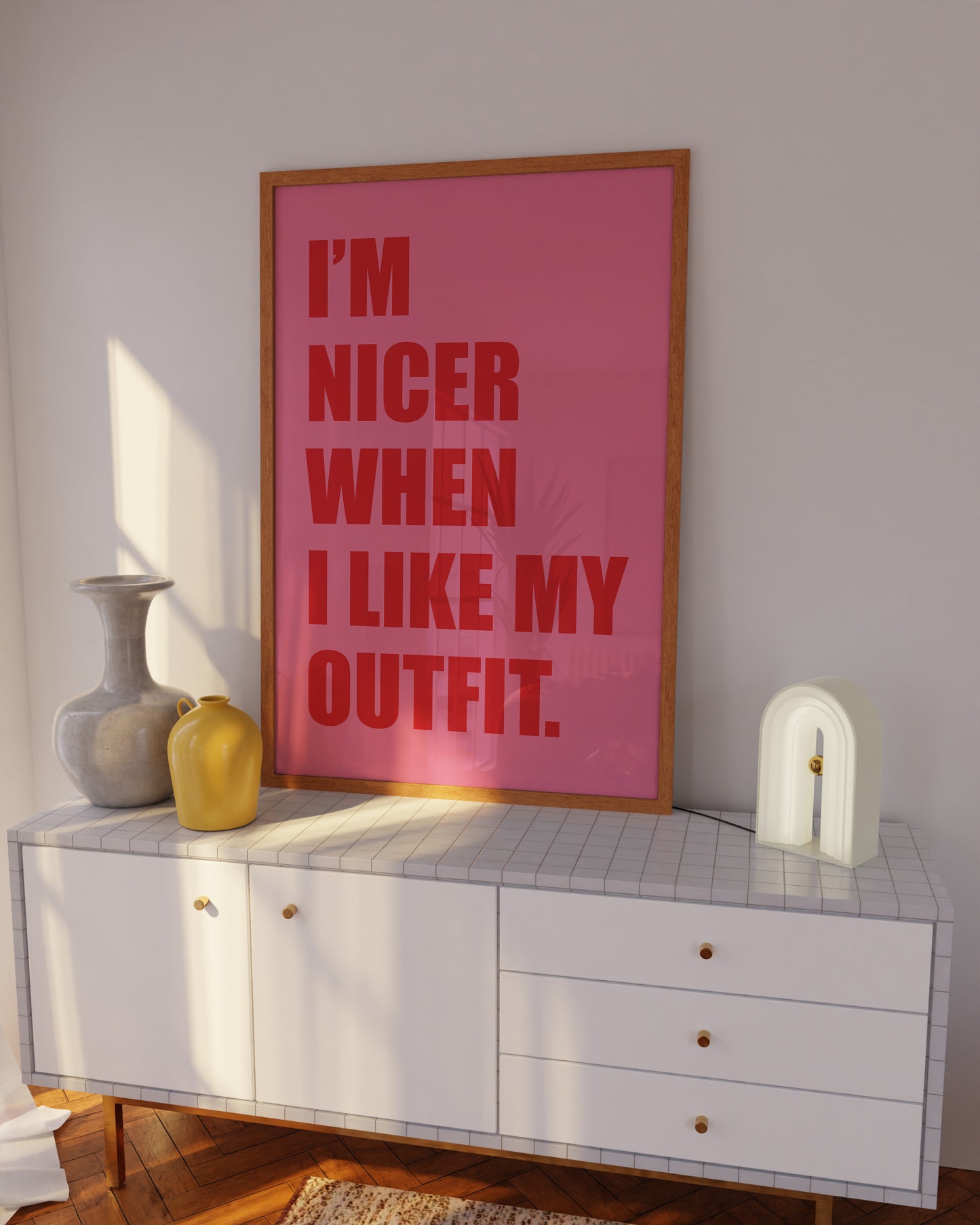 I'm Nicer When I Like My Outfit Pink And Red Wall Art
