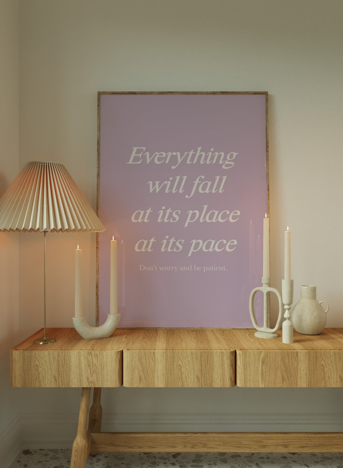 Everything Will Fall At Its Place At Its Pace Purple Wall Art