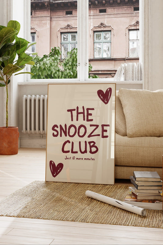 The Snooze Club Burgundy Wall Art