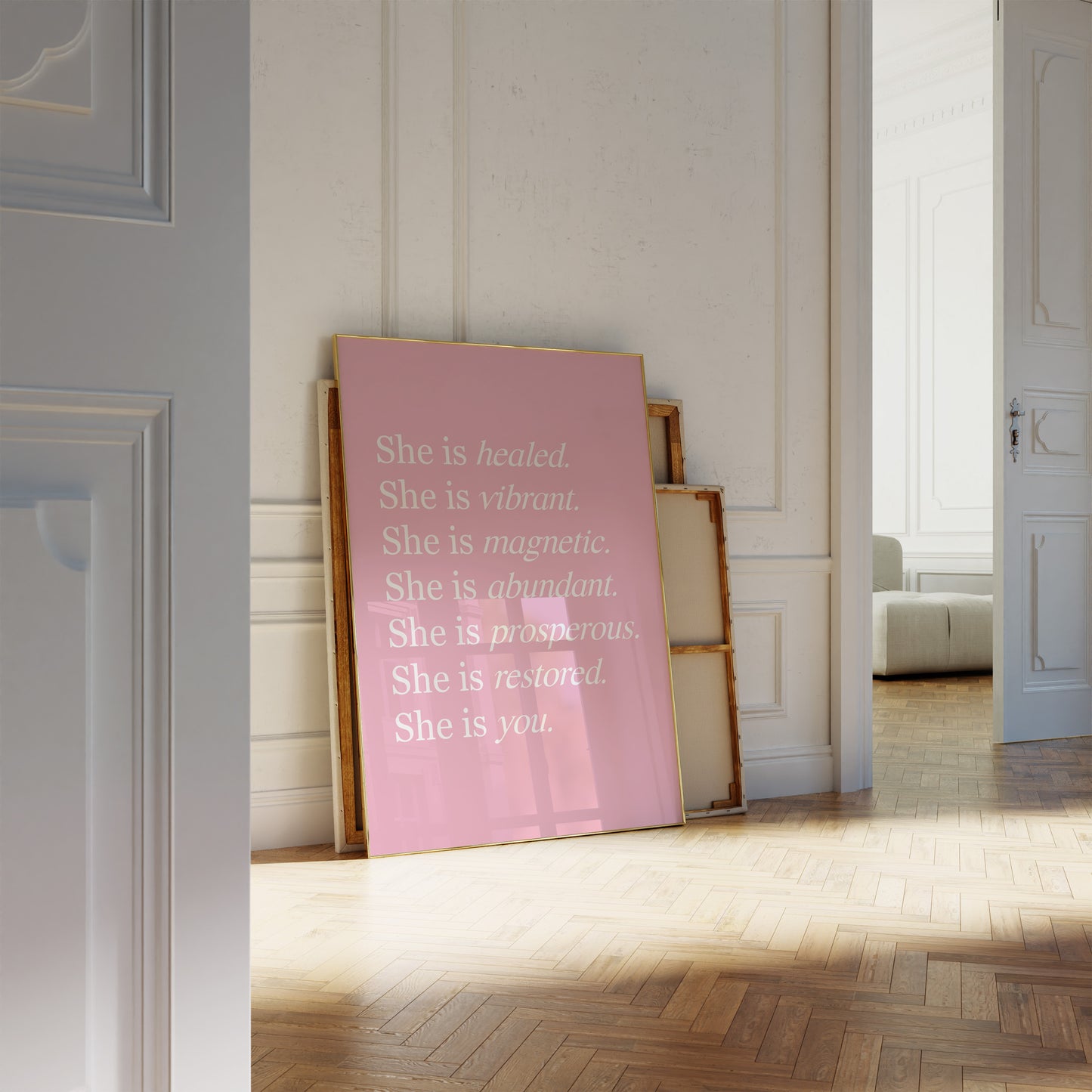 She Is Healed Pink Wall Art