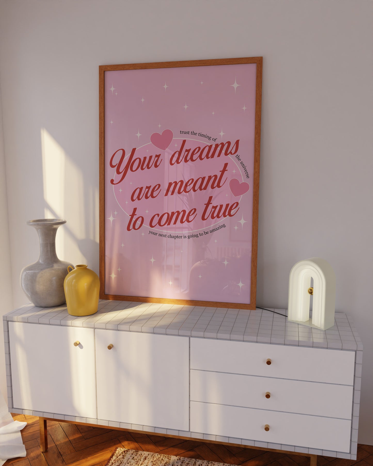 Your Dreams Are Meant To Come True Pink And Red Wall Art