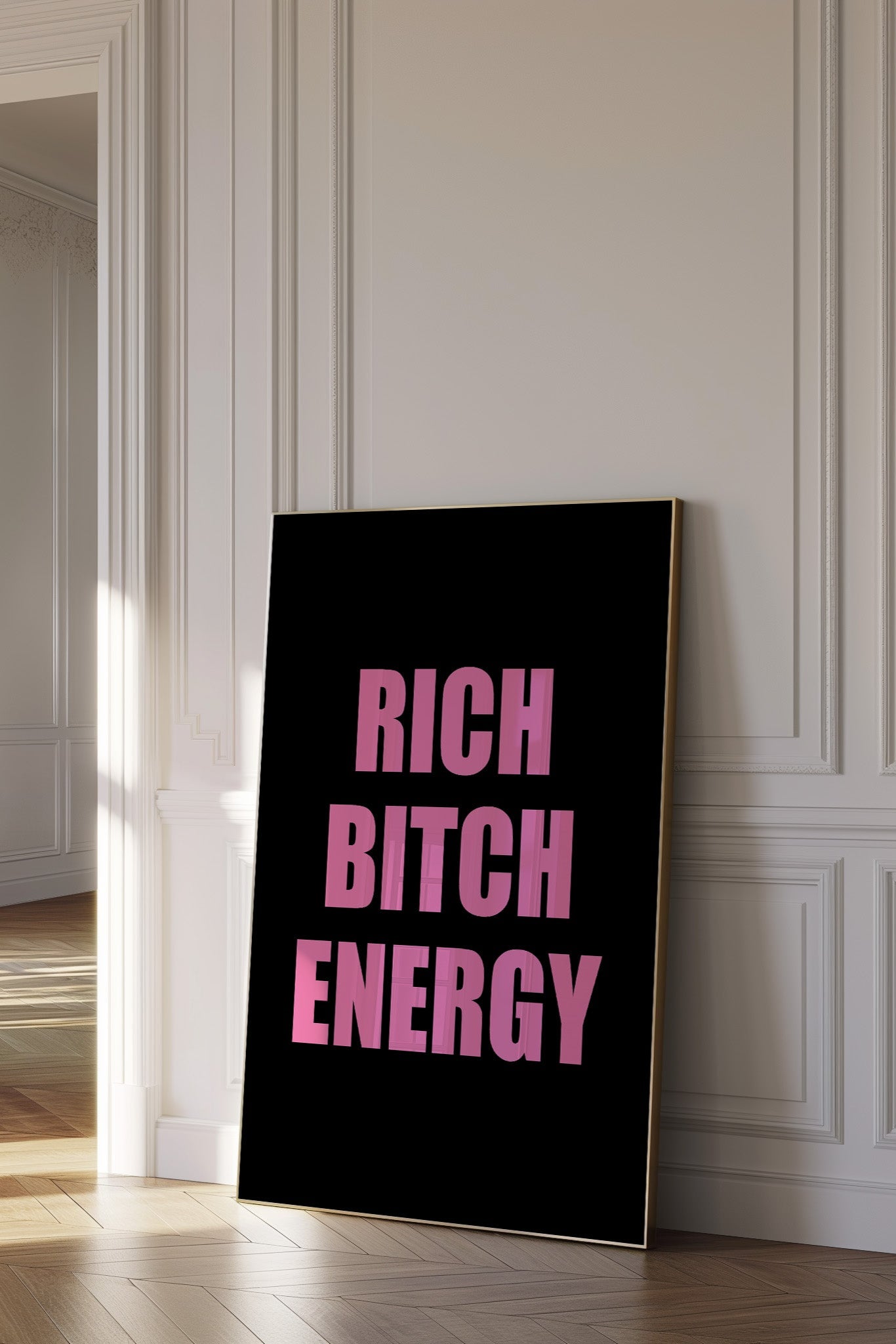 Rich B*tch Energy Pink And Black Wall Art