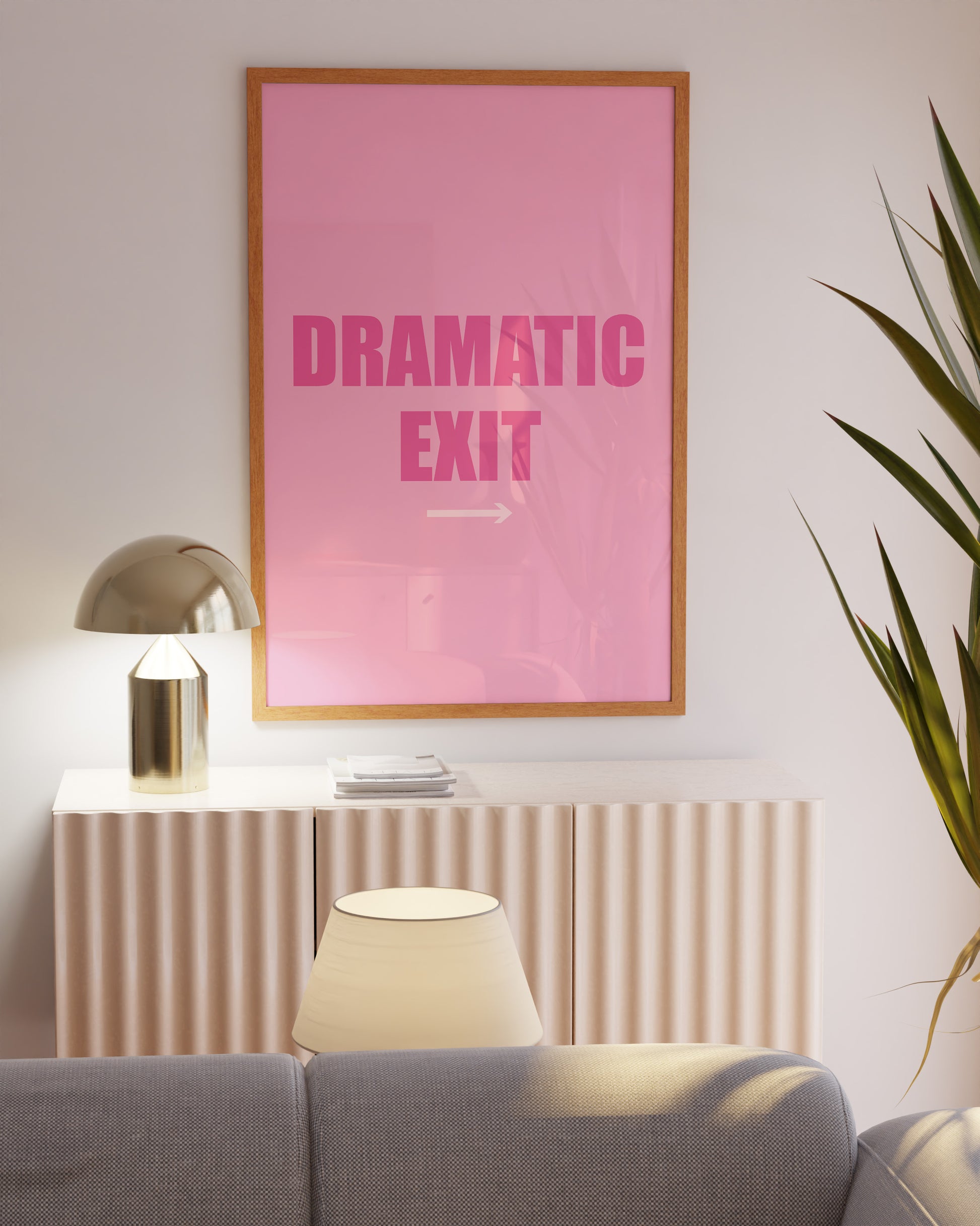 Modern Pink Wall Decor - Playful Exit Sign Art Print