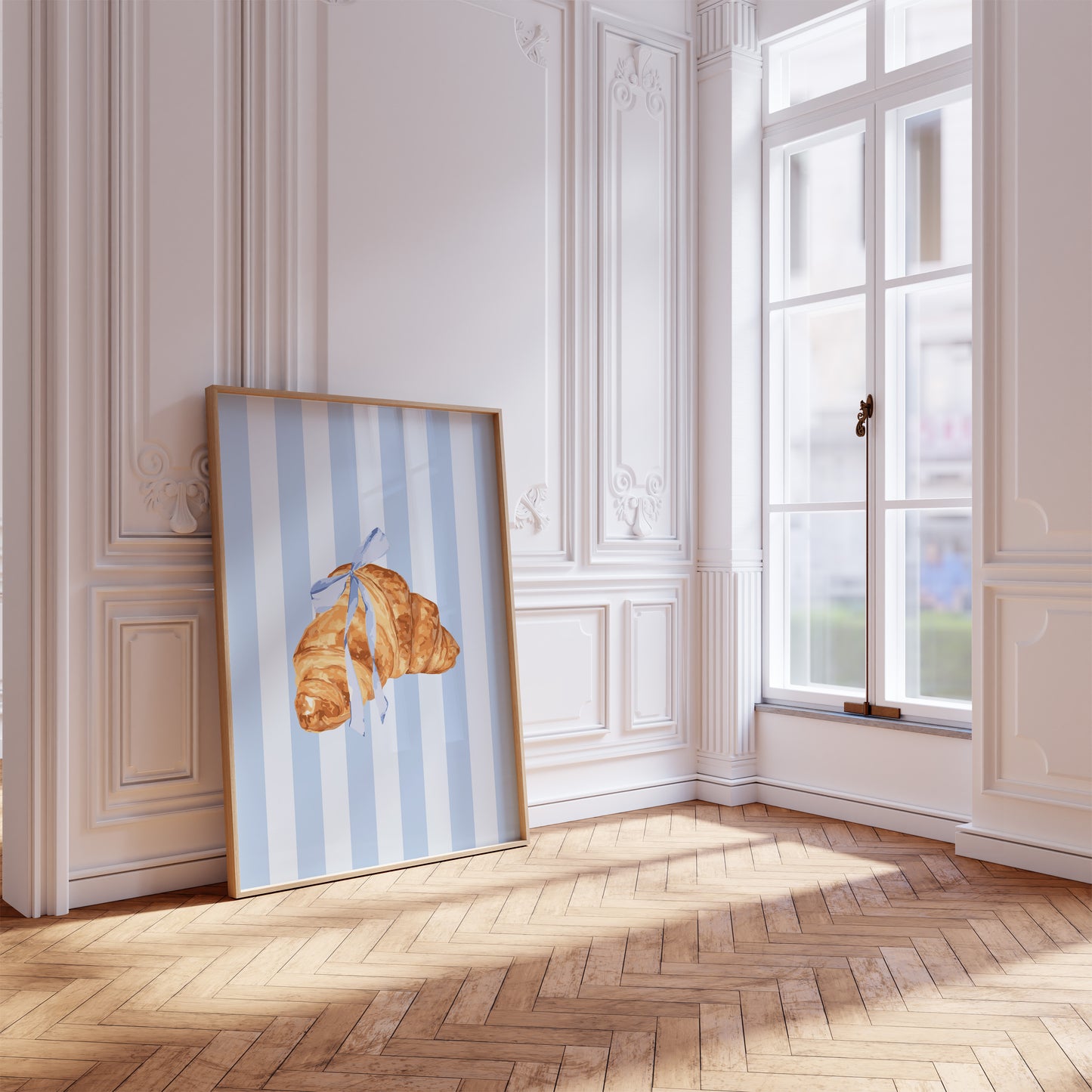 Blue Ribbon Croissant Wall Art