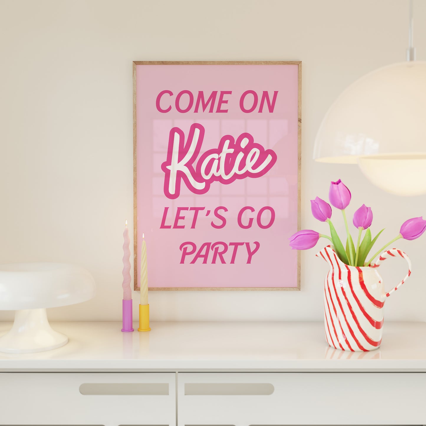 Personalised Let's Go Party Barbie Wall Art
