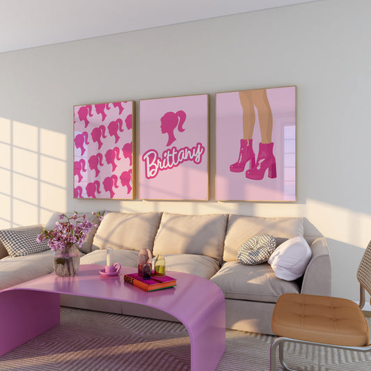 Personalised Barbie Wall Art Set of 3