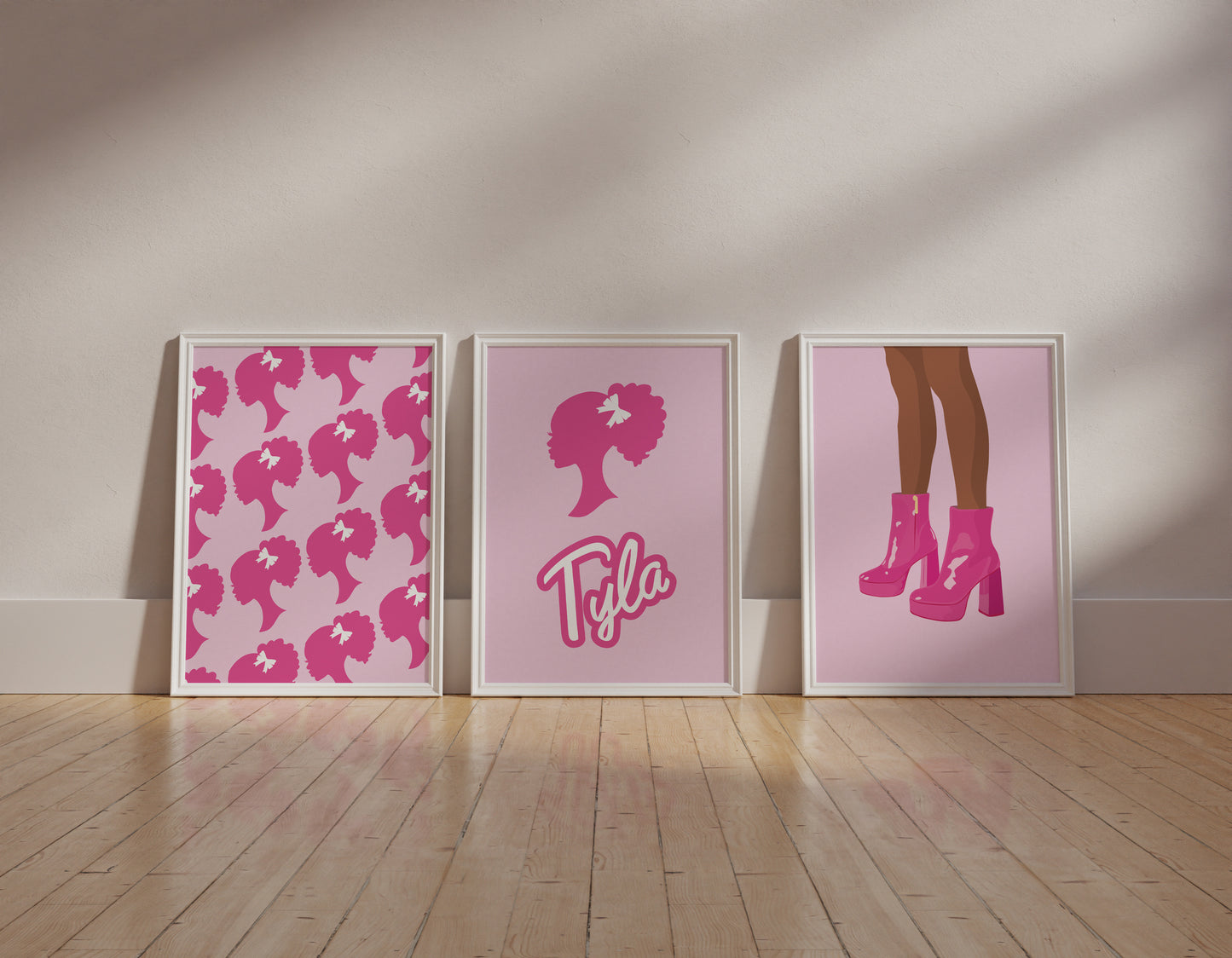 Personalised Brown Barbie Wall Art Set of 3