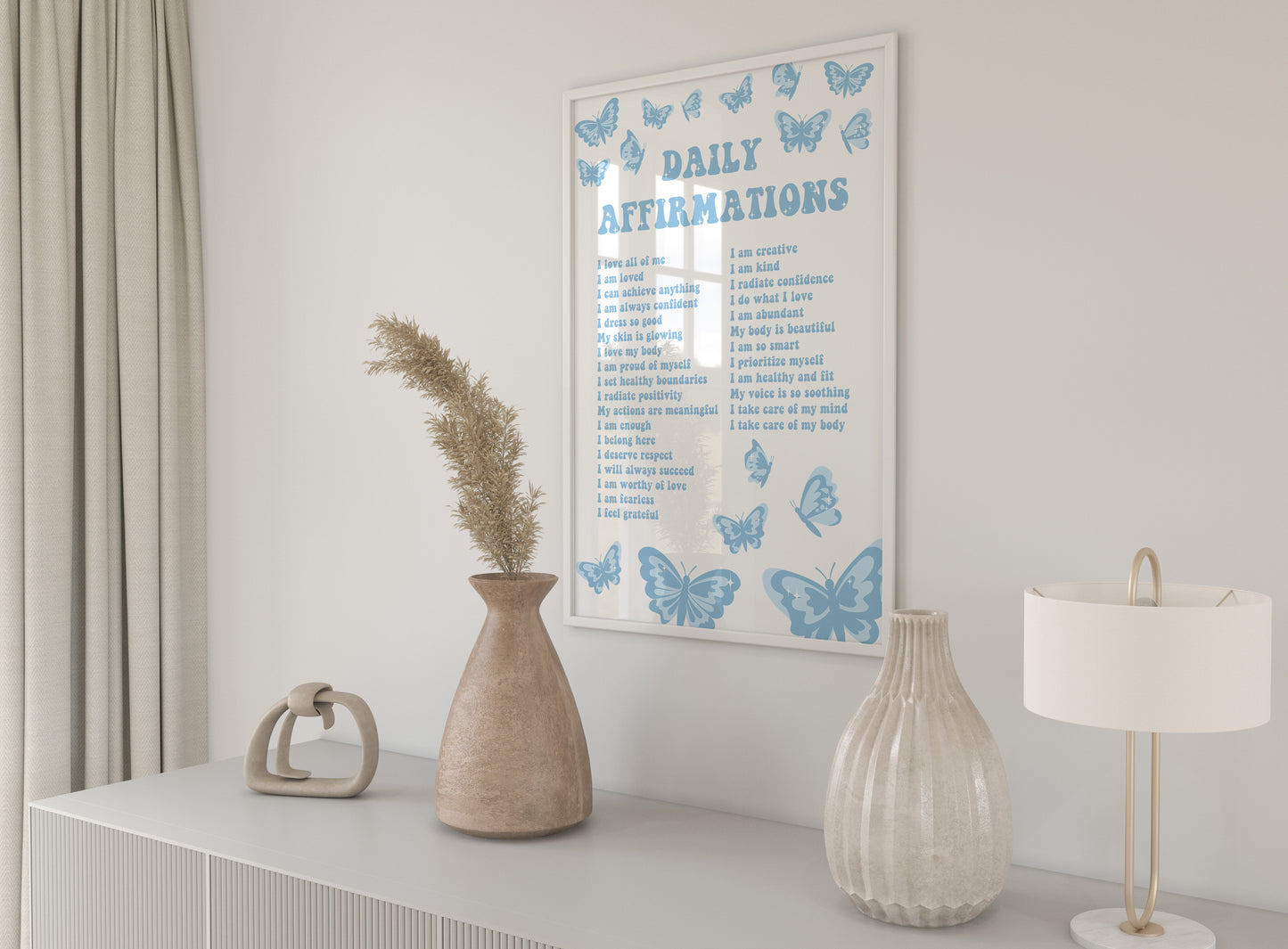 Daily Affirmations Blue Wall Art