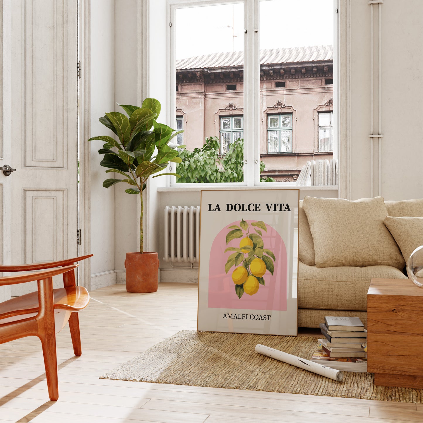 Vertical printable lemon artwork