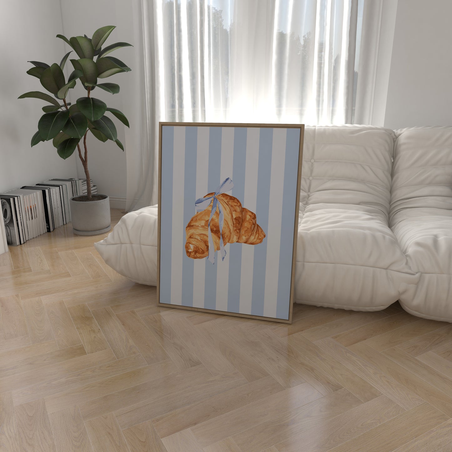 Blue Ribbon Croissant Wall Art