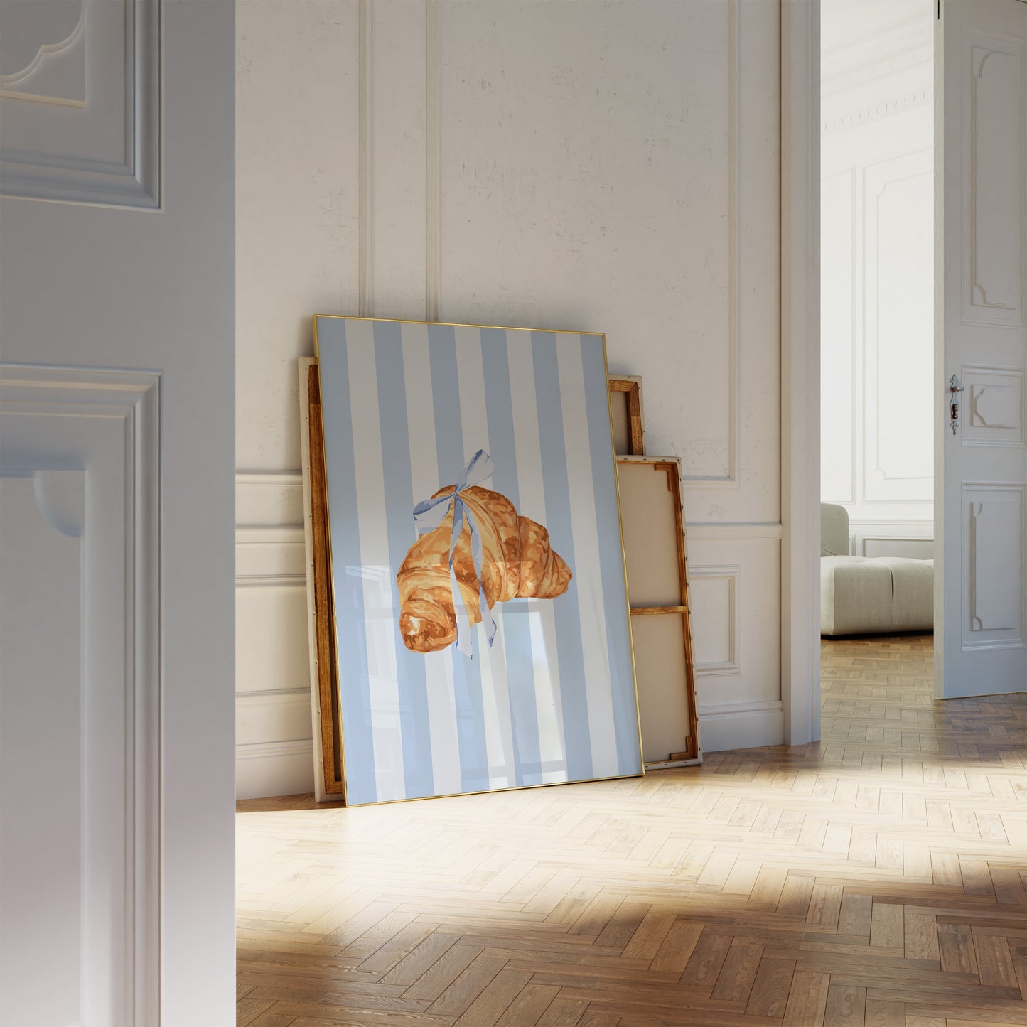 Blue Ribbon Croissant Wall Art