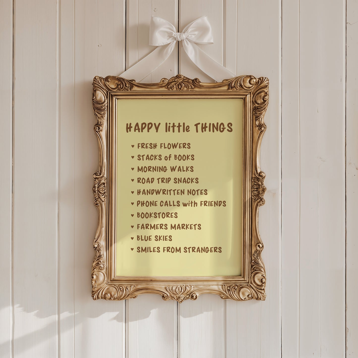 Happy Little Things Butter Yellow Wall Art