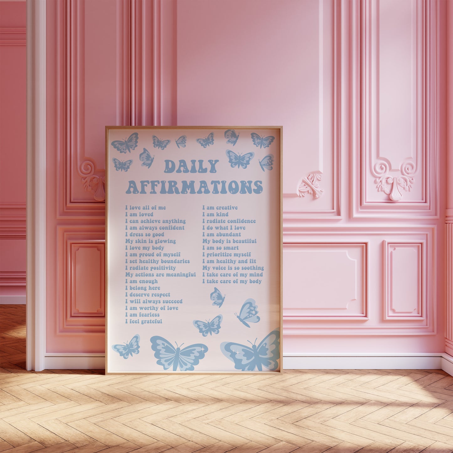 Daily Affirmations Blue Wall Art