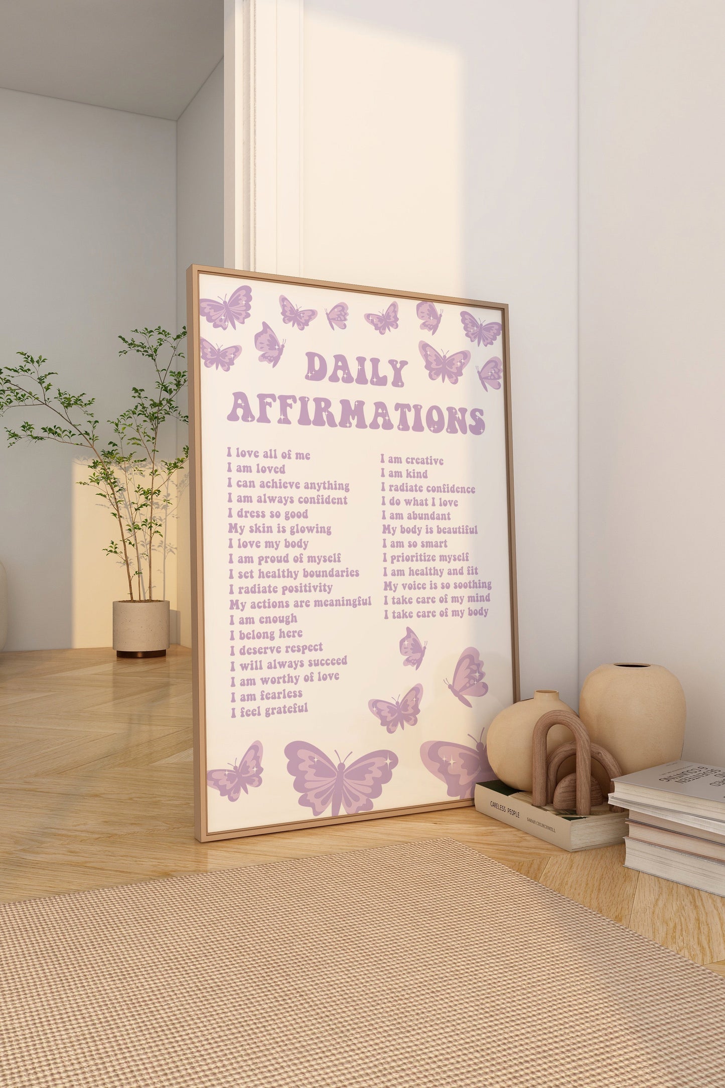 Daily Affirmations Purple Wall Art