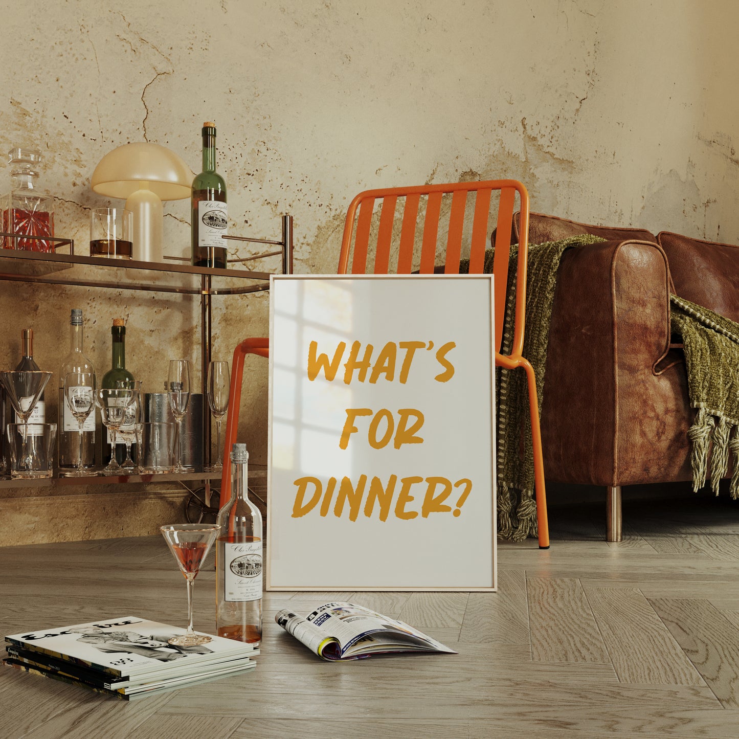 What's For Dinner Orange Wall Art