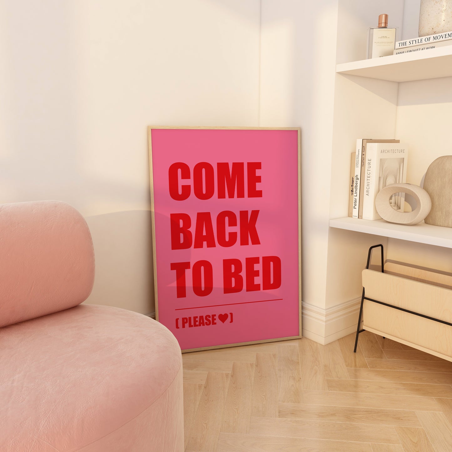 Come Back To Bed Pink And Red Wall Art