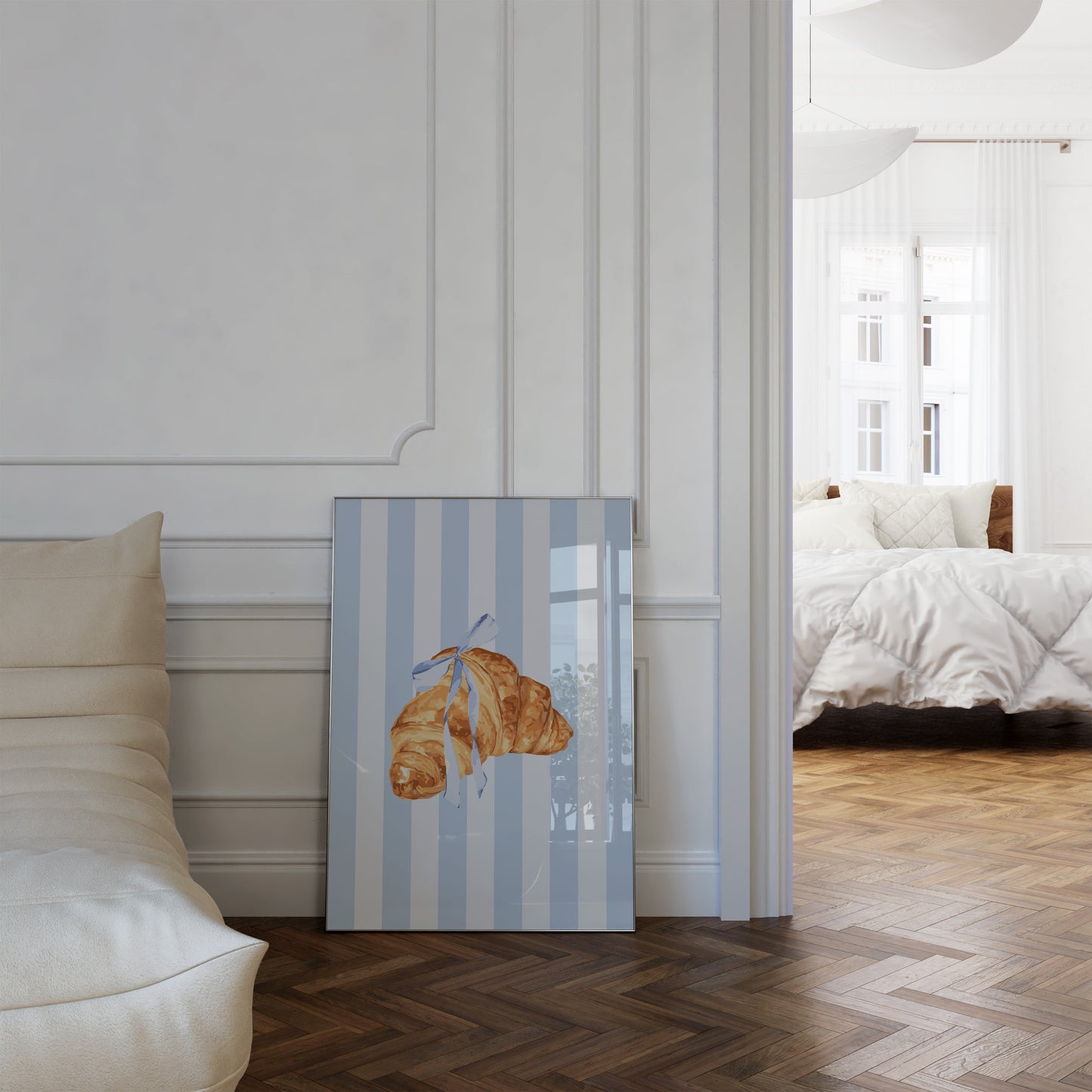 Blue Ribbon Croissant Wall Art