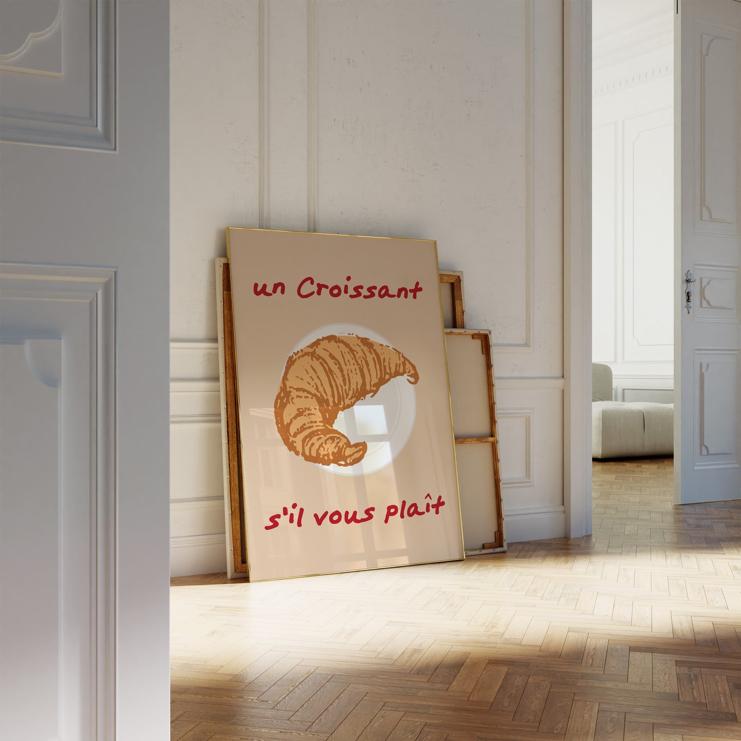 Vintage-style croissant poster with French typography.
